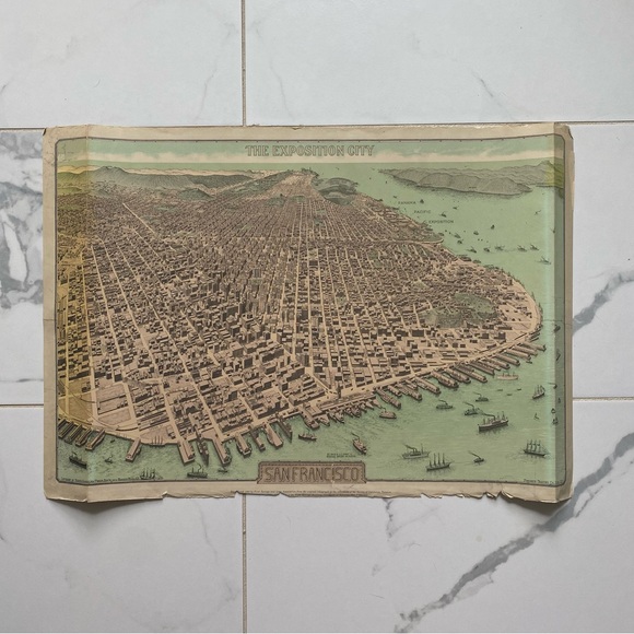 Vintage 1968 North American Press Bird's-Eye View Map of San Francisco CA - Picture 5 of 11